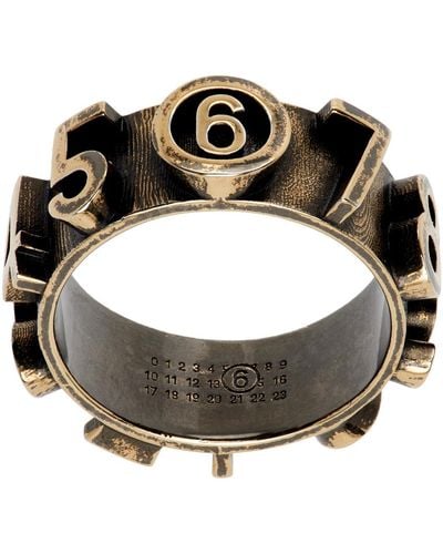 MM6 by Maison Martin Margiela Numeric Signature Embossed Ring - Brown