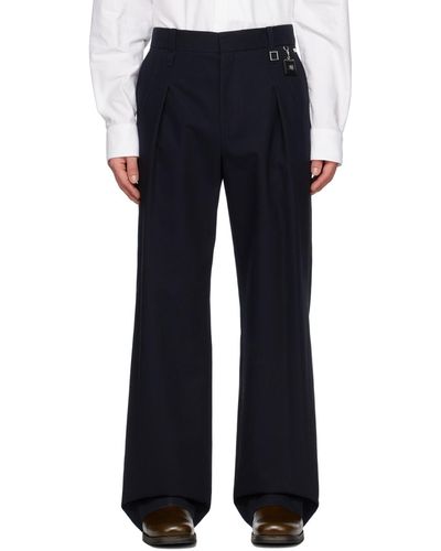 WOOYOUNGMI Navy Pleated Trousers - Blue