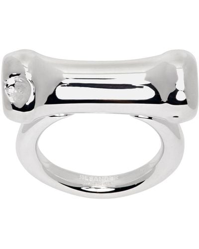 Jil Sander Silver Band Ring - White