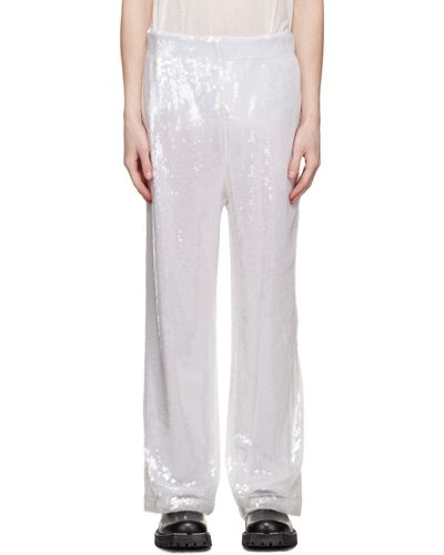 Feng Chen Wang Pantalon blanc à paillettes