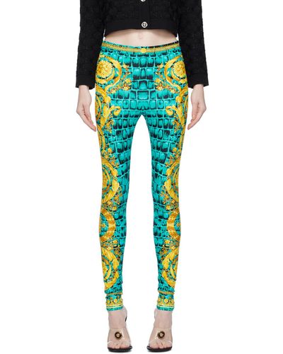 Versace Blue Baroccodile leggings