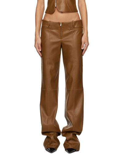 AYA MUSE Tan Cida Faux-leather Trousers - Natural