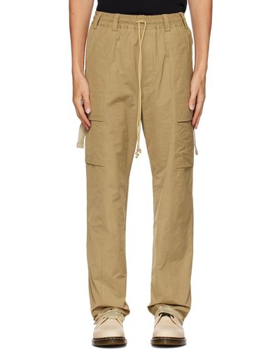 Song For The Mute Tan Drawstring Cargo Trousers - Natural
