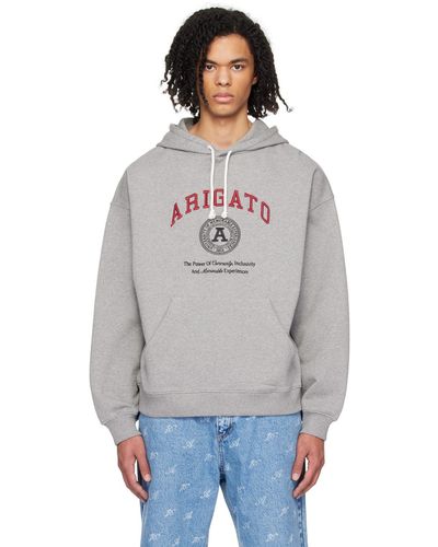 Axel Arigato Pull à capuche gris à logo de style collégial - Multicolore