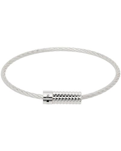 Le Gramme 'le 9g' Pyramid Guilloché Cable Bracelet - Black