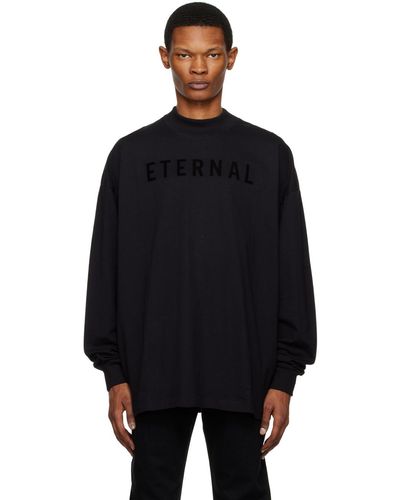 Fear Of God Flocked Long Sleeve T-shirt - Black