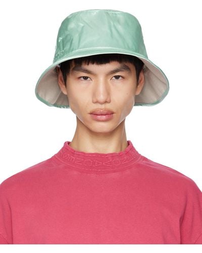 Acne Studios Reversible Green & Grey Embroidered Bucket Hat