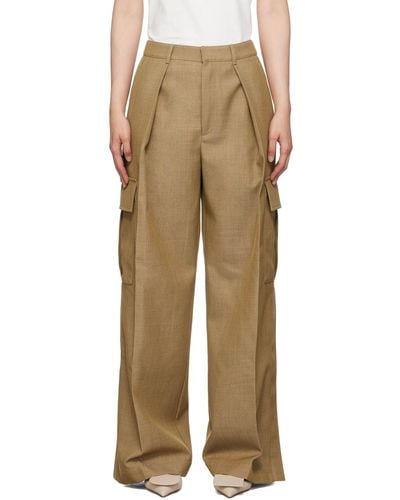 Burberry Wool Cargo Trousers - Natural