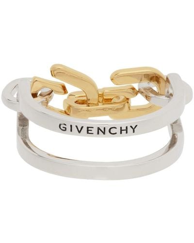 Givenchy Bague 'g' argenté et doré à maillons mixtes - Métallisé