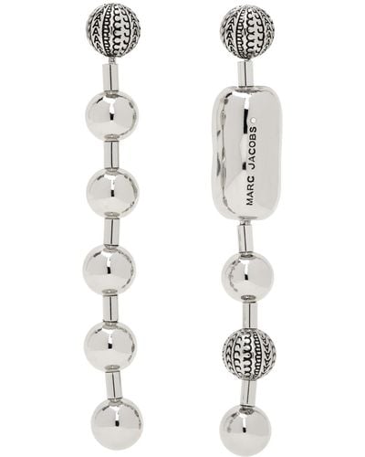 Marc Jacobs Silver 'the Monogram Ball Chain' Earrings - White