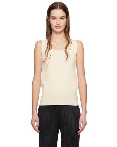 Pleats Please Issey Miyake Off-white A-poc Tank Top - Black