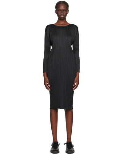 Pleats Please Issey Miyake Black Monthly Colours September Midi Dress