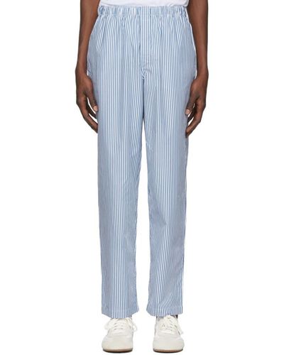 Sunspel Pantalon de pyjama raye bleu et blanc