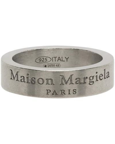 Maison Margiela Silver 5mm Logo Ring - Metallic