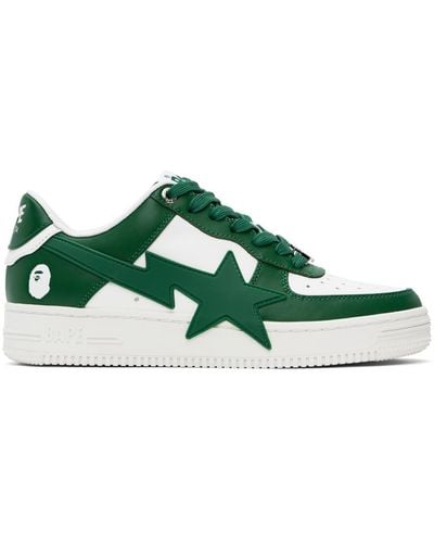 A Bathing Ape & White Sta Os Sneakers - Green