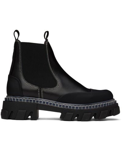 Ganni Cleated Low Chelsea Boots - Black