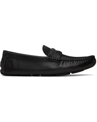 COACH Coin Leather Driver Shoes - Black