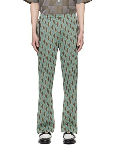 Needles Blue & Brown Drawstring Track Trousers - Green