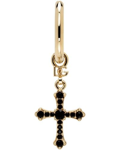 Dolce & Gabbana Dolce&gabbana Gold & Black Cross Single Earring