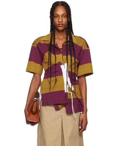 Dries Van Noten Burgundy & Lace-Up Polo - Red