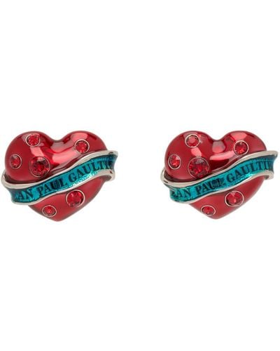 Jean Paul Gaultier Big Heart Earrings - Red