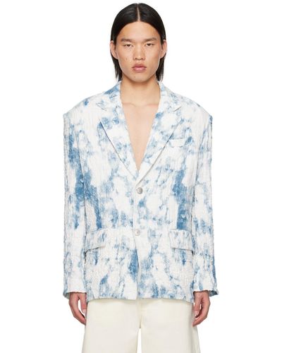 Feng Chen Wang Veston bleu et blanc à motif tie-dye imprimé - Multicolore
