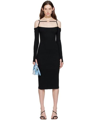 Jacquemus La Robe Sierra Square-neck Knitted Midi Dress - Black