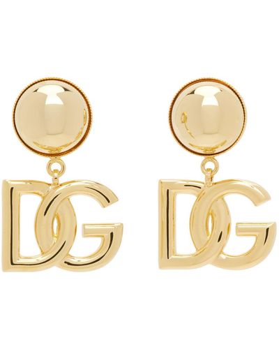 Dolce & Gabbana Boucles d'oreilles à clip dorées à logo - Métallisé