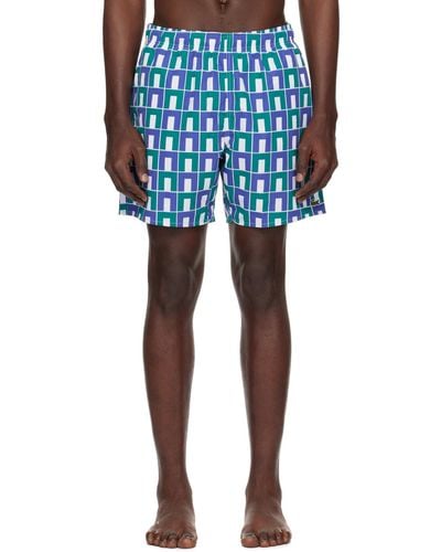 Lacoste Printed Swim Shorts - Blue
