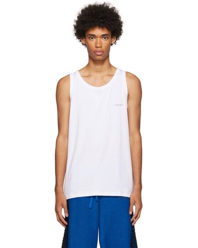Versace Two-pack White Boat Neck Tank Tops - Multicolor