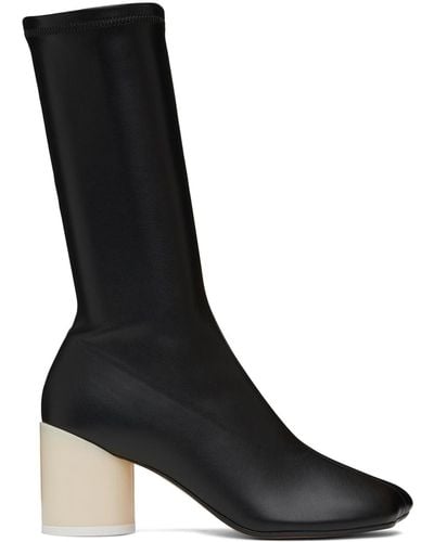 MM6 by Maison Martin Margiela Faux Leather Ankle Boots - Black