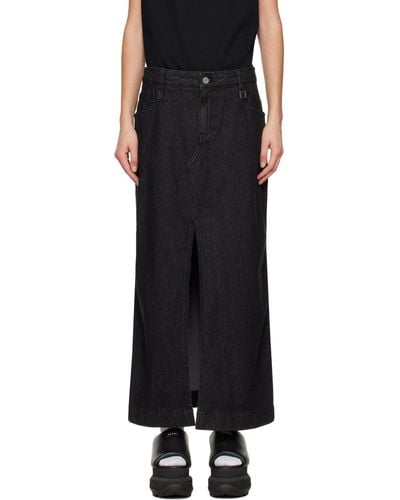 WOOYOUNGMI Black Vented Denim Maxi Skirt