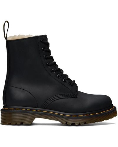 Dr. Martens 1460 フェイクファー ライニング ブーツ - ブラック