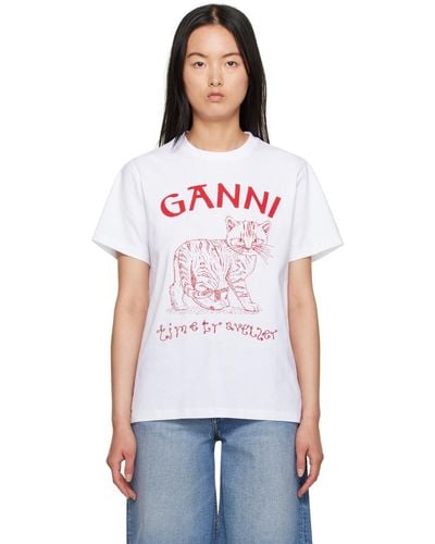 Ganni ホワイト Relaxed Future Tシャツ