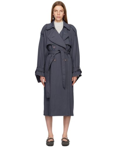 Acne Studios Grey Belted Trench Coat - Black