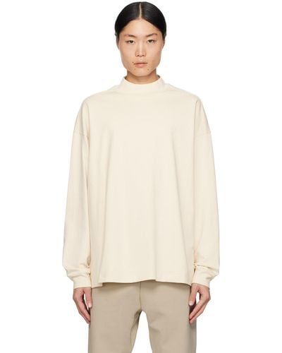 Fear Of God Off-white Mock Neck Long Sleeve T-shirt - Natural