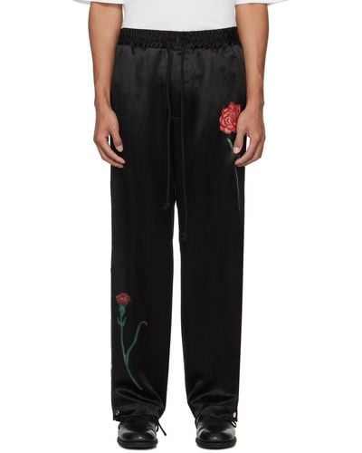 Song For The Mute Falling Flowers Track Trousers - Black