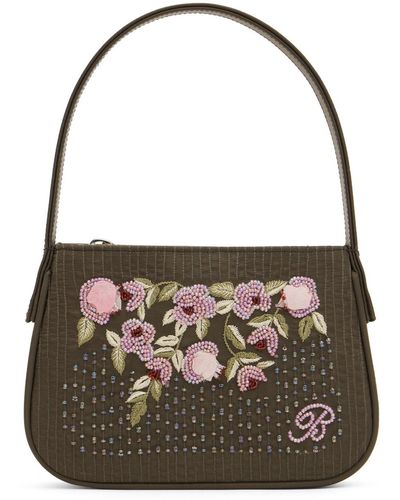 Blumarine Brown Embroidered Shoulder Bag - Multicolour