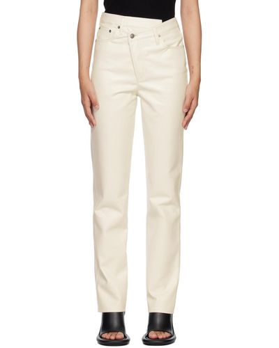Agolde Ae pantalon blanc en cuir à assemblage asymétrique