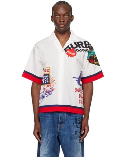 DSquared² White Printed Shirt - Red