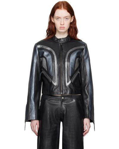 Miaou Black & Grey Sophie Leather Jacket