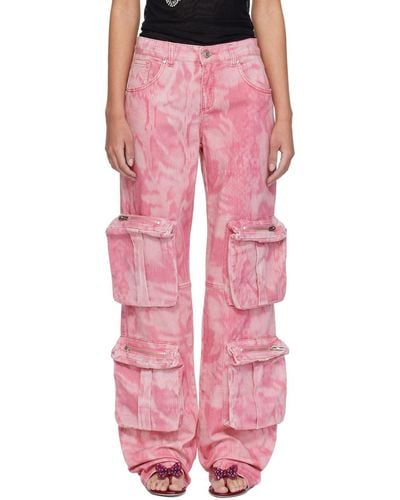 Blumarine Pink Camouflage Denim Cargo Trousers