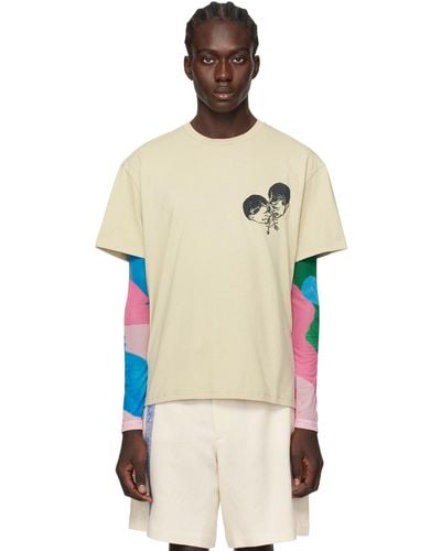 JW Anderson Beige Embroidered T-shirt - Multicolour