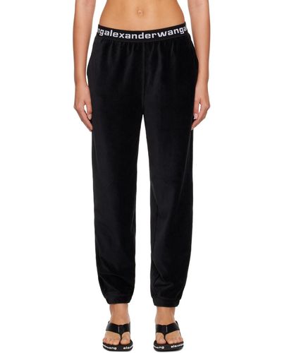 T By Alexander Wang Pantalon de détente noir à taille et revers élastiques