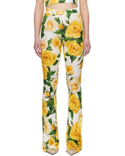 Dolce & Gabbana Legging blanc et jaune à motif fleuri