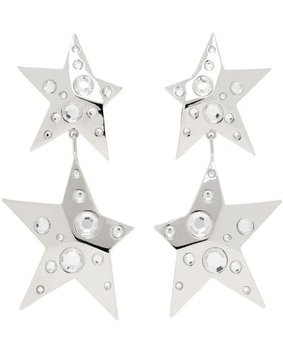 Area Crystal Star Drop Earrings - White