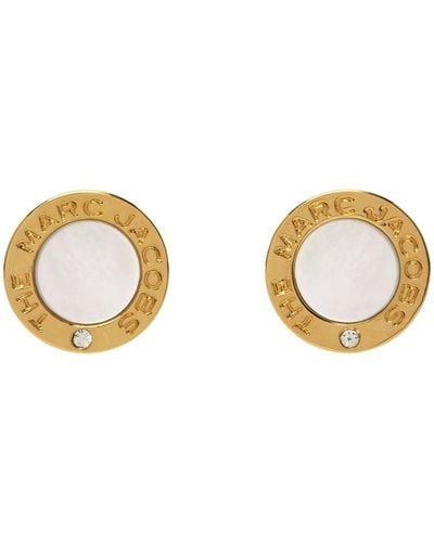 Marc Jacobs Gold 'the Medallion' Stud Earrings - Black