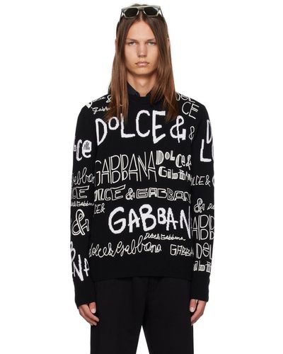 Dolce & Gabbana Pull noir à motif à logo