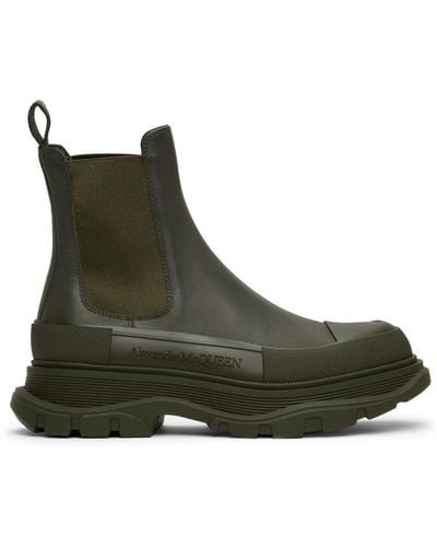 Alexander McQueen Khaki Tread Slick Chelsea Boots - Green