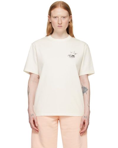 Maison Kitsuné T-shirt décontracté blanc cassé à logo de renard - Neutre